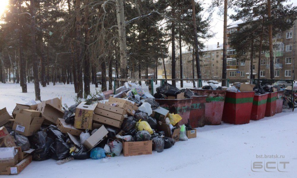Мороз мешает работе братских коммунальщиков по вывозу мусора