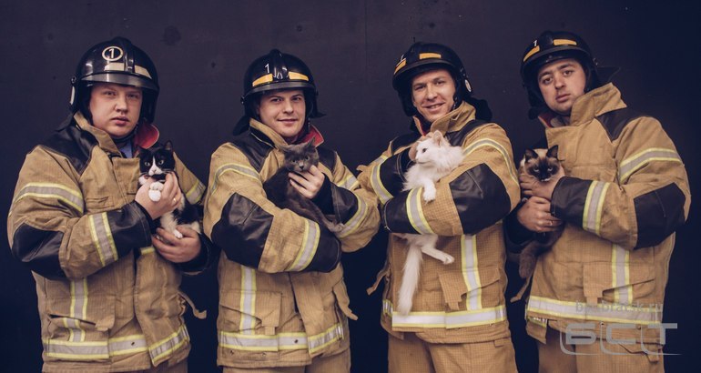 Иркутские пожарные устроили фотосессию с котиками